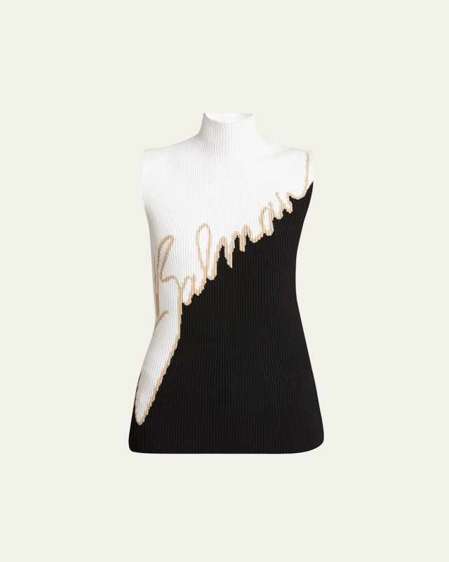 Colorblock High-Neck Logo Top